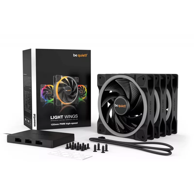 be quiet Light Wings 120mm ARGB PWM High Speed Fan Black 3 Pack