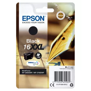 Epson Singlepack Black 16XXL DURABrite Ultra Ink, Extra (Super) High Yield, Black, Pigment-based ink, 21.6 ml, 1 pc(s), 1000 pages