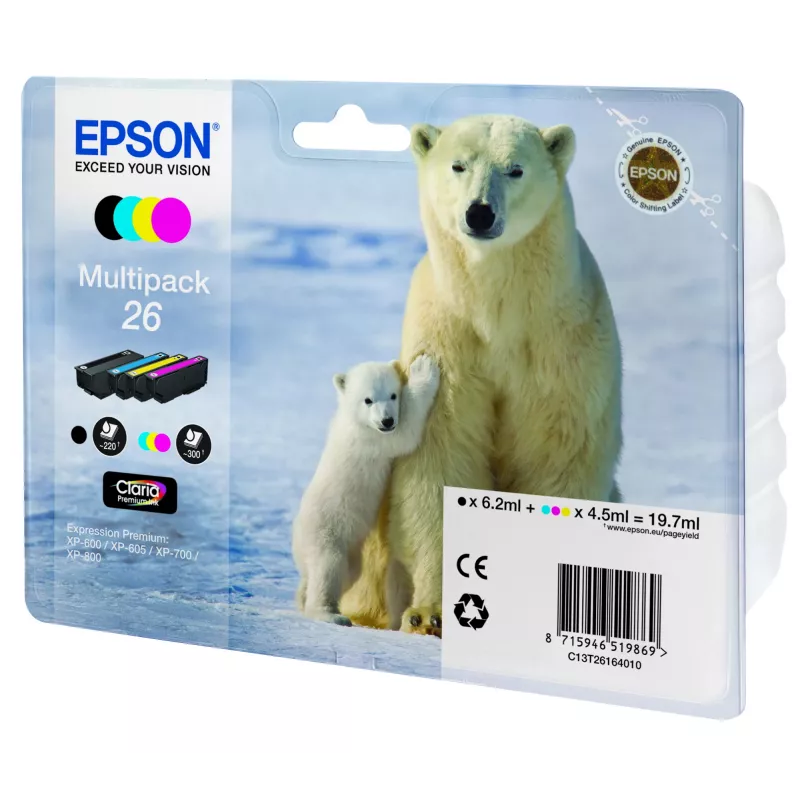 Cartridge Epson Ink C13T26164010 Black Cyan Magenta Yellow