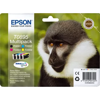 Epson Monkey Multipack 4-colours T0895 DURABrite Ultra Ink, Black, Cyan, Magenta, Yellow, 5.8 ml, 3.5 ml, 1 pc(s), Multi pack