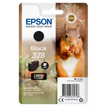 Epson Squirrel Singlepack Black 378 Claria Photo HD Ink, Standard Yield, Black, Pigment-based ink, 5.5 ml, 1 pc(s), 240 pages