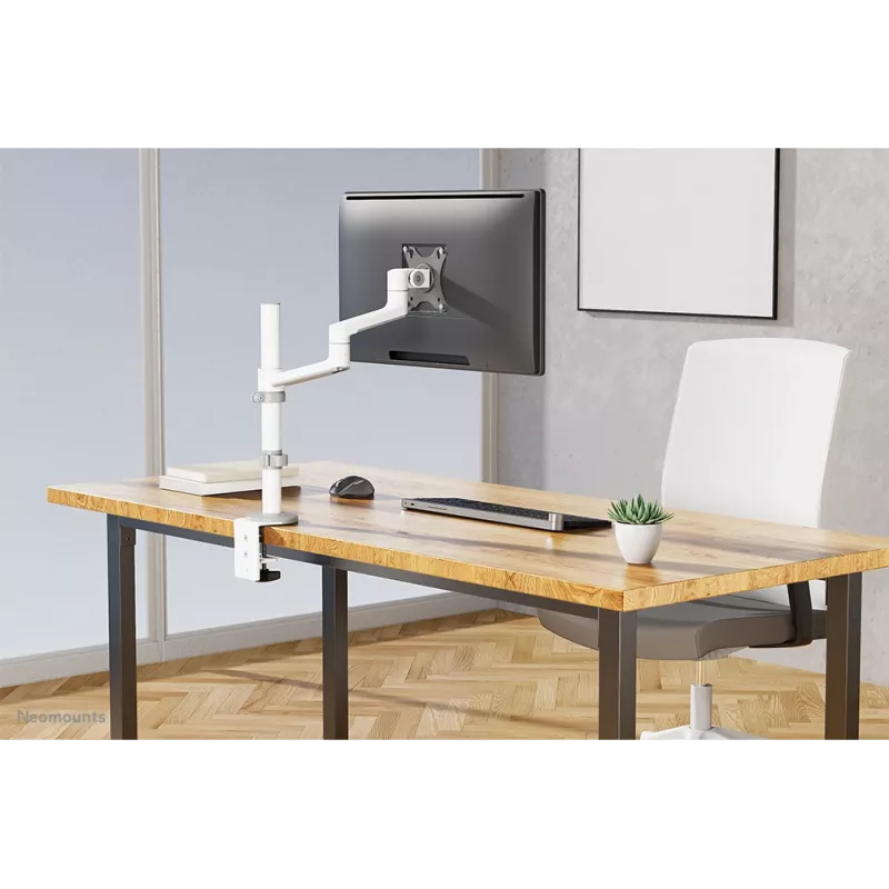 Neomounts DS60-425WH1 Monitor arm 17-27 inch - space saving, Clamp/Grommet, 8 kg, 43.2 cm (17 inch), 68.6 cm (27 inch), 100 x 100 mm, White