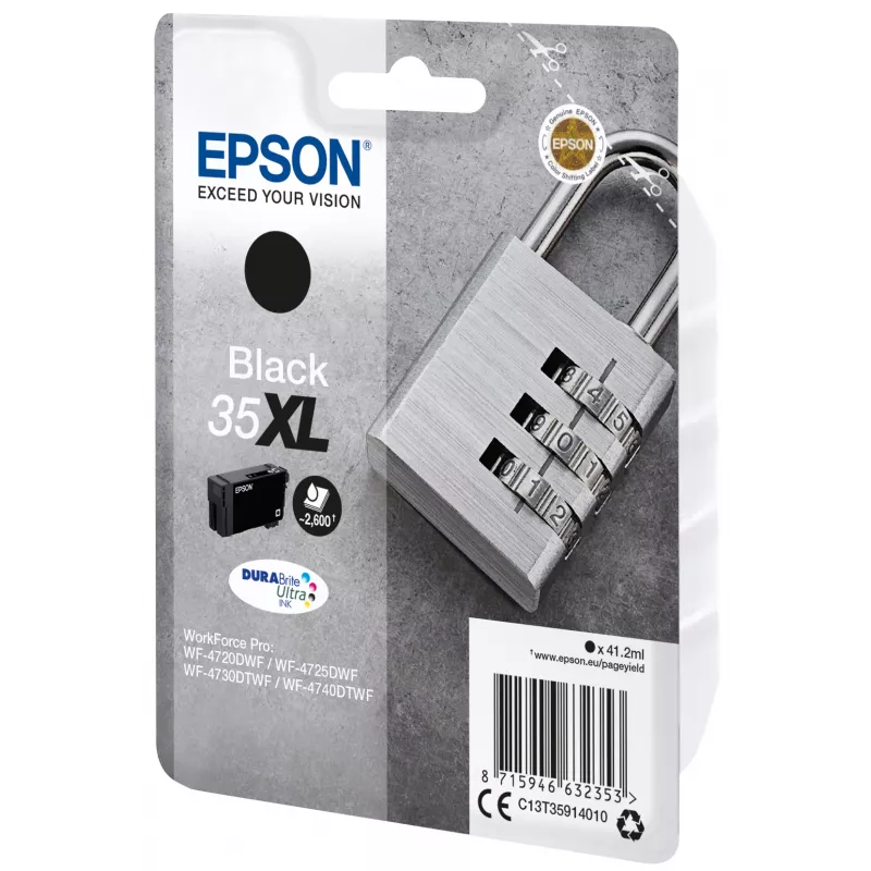 Cartridge Epson Padlock Singlepack Black 35XL DURABrite Ultra Ink