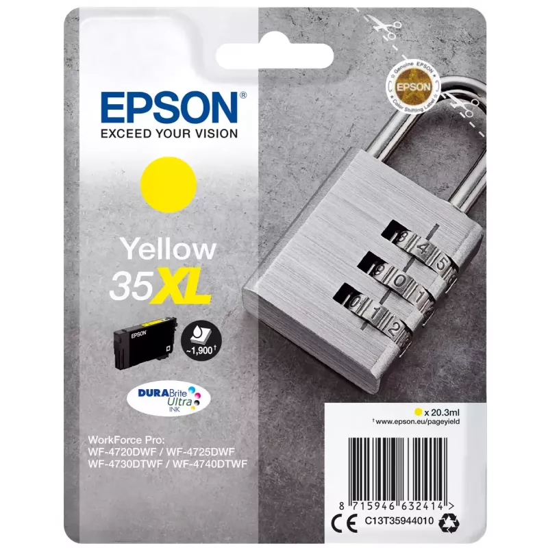 Cartridge Epson Padlock Singlepack Yellow 35XL DURABrite Ultra Ink
