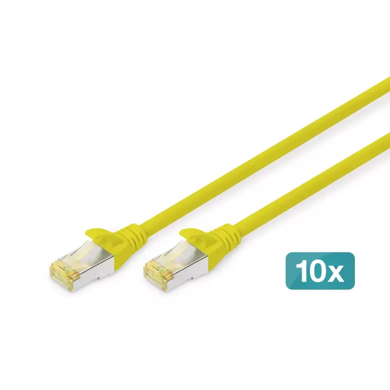 DIGITUS Patch cable - CAT6a - S/FTP - Snagless - 1m - yellow - 10pk