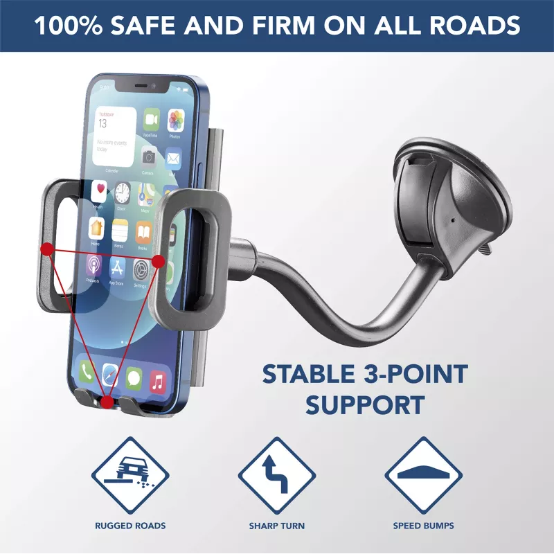 Cellularline Hug Flexi - Universal Car smartphone holder with suction cup fixing