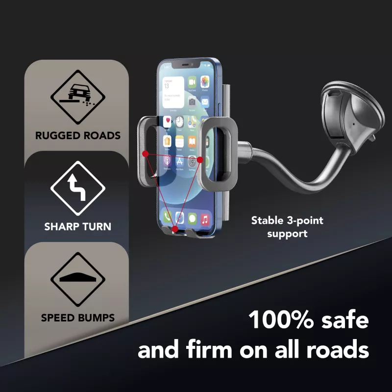 Cellularline Hug Flexi - Universal Car smartphone holder with suction cup fixing