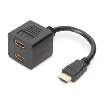 DIGITUS HDMI Y-splitter cable, type A -2xtype A M/F, 20cm passiv, Full HD, gold black