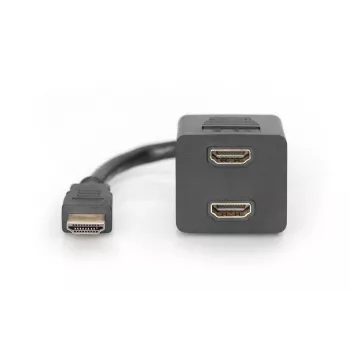 DIGITUS HDMI Y-splitter cable, type A -2xtype A M/F, 20cm passiv, Full HD, gold black