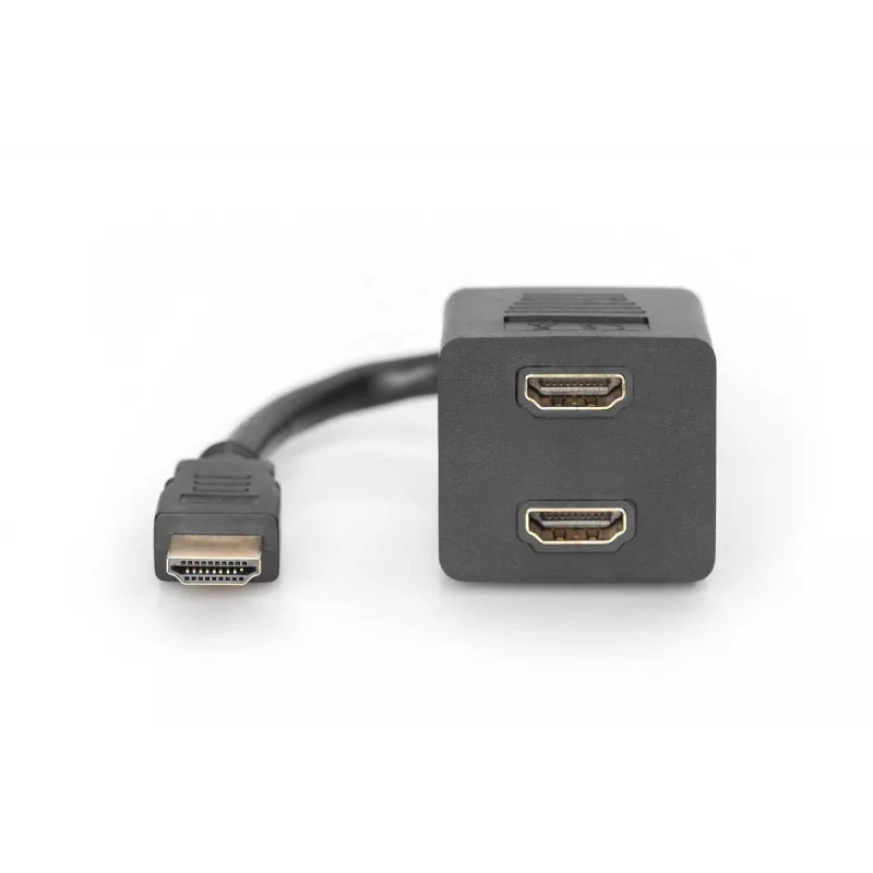 DIGITUS HDMI Y-splitter cable, type A -2xtype A M/F, 20cm passiv, Full HD, gold black