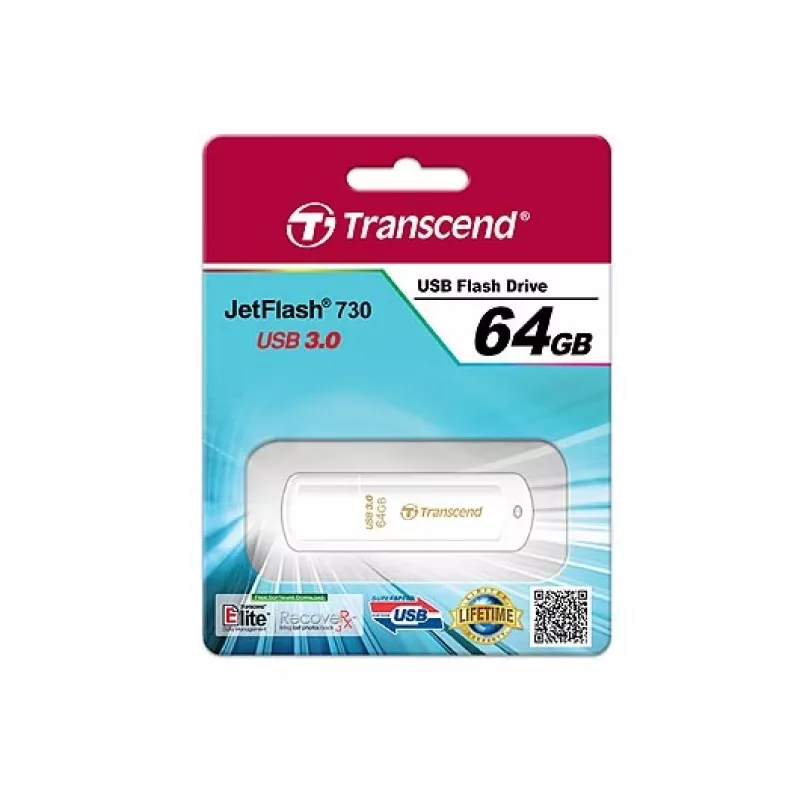 TRANSCEND Jetflash 730 - 64GB USB Stick - USB 3.0 - White