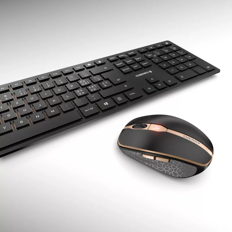 CHERRY DW 9100 SLIM keyboard Mouse included Universal RF Wireless + Bluetooth QWERTZ Swiss Black