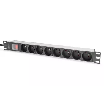 DIGITUS 1U Aluminum PDU, rackmountable, 8x CEE 7/5 rated power: 16A, 4000W, 250VAC 50/60Hz,