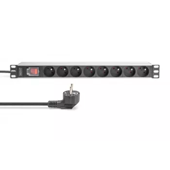 DIGITUS 1U Aluminum PDU, rackmountable, 8x CEE 7/5 rated power: 16A, 4000W, 250VAC 50/60Hz,