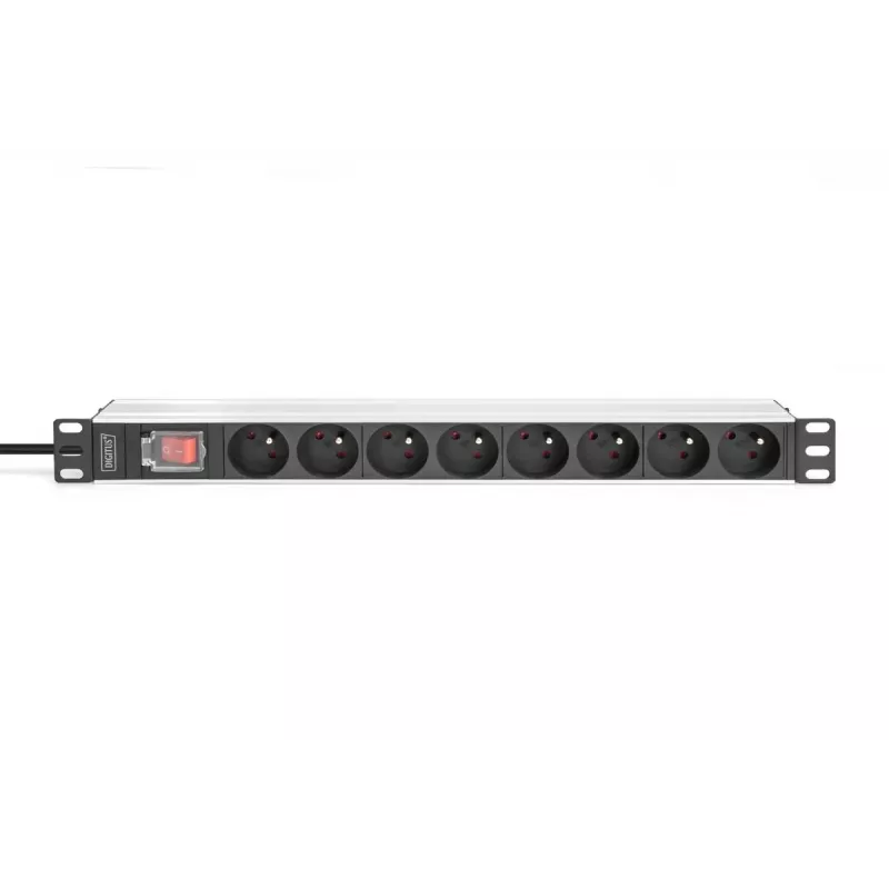DIGITUS 1U Aluminum PDU, rackmountable, 8x CEE 7/5 rated power: 16A, 4000W, 250VAC 50/60Hz,
