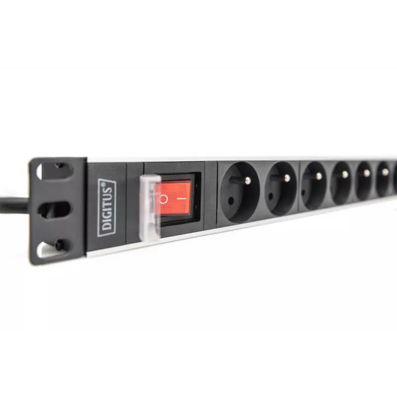 DIGITUS 1U Aluminum PDU, rackmountable, 8x CEE 7/5 rated power: 16A, 4000W, 250VAC 50/60Hz,