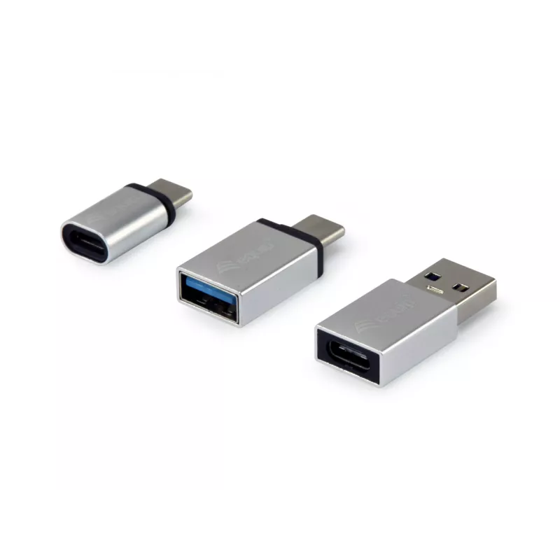Equip USB-C OTG adapter, 3-Pack, USB C, USB C, USB A, USB A, Micro-USB, USB C, Silver
