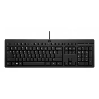 HP 125 Wired Keyboard, Full-size (100%), Wired, USB, Black
