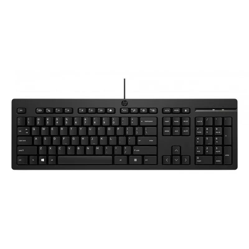 HP 125 Wired Keyboard, Full-size (100%), Wired, USB, Black