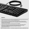 HP 125 Wired Keyboard, Full-size (100%), Wired, USB, Black
