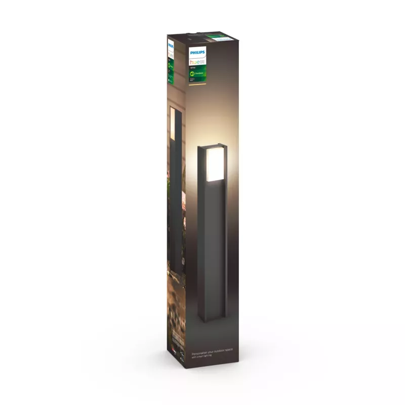 Philips Hue White Turaco Outdoor post 1647493P0, Smart pedestal/post lighting, Bluetooth/Zigbee, Anthracite, LED, Aluminium, E27