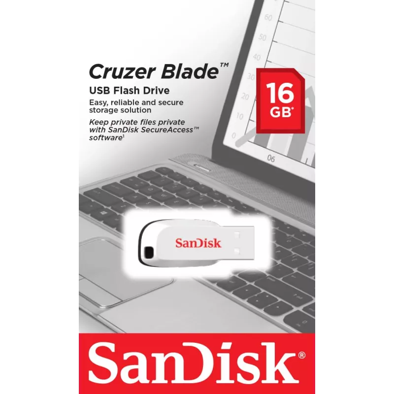 WESTERN DIGITAL SanDisk Cruzer Blade - 16GB USB Stick - USB 2.0 - White