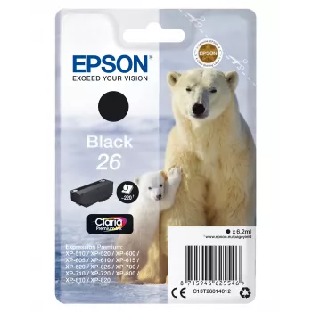 Epson Polar bear Singlepack Black 26 Claria Premium Ink, Standard Yield, Black, Pigment-based ink, 6.2 ml, 1 pc(s), 220 pages