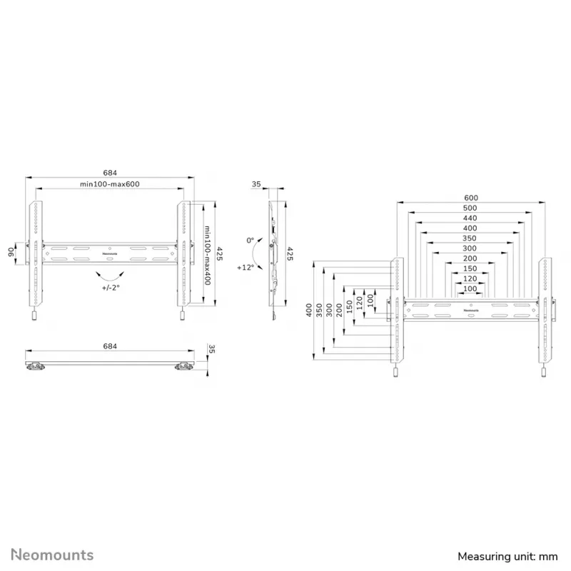 Neomounts WL35S-850BL16 TV mount wall 42-86 inch - tiltable - lockable - fast installation