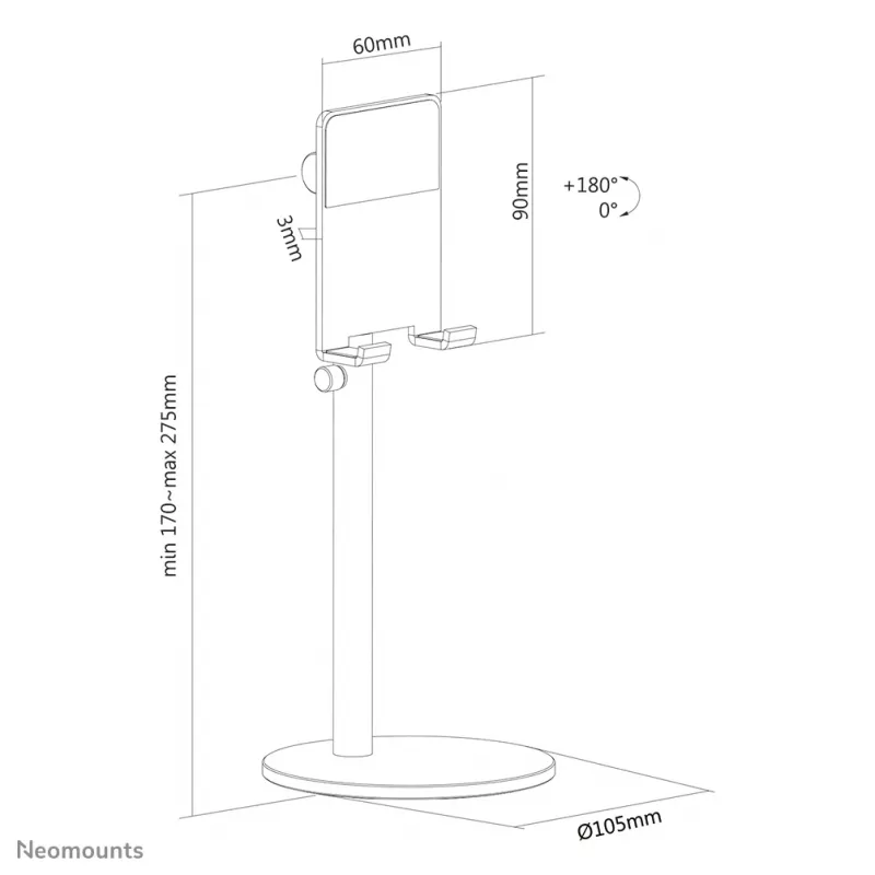 Neomounts DS10-200SL1 Phone stand up to 7 inch - height adjustable - universal