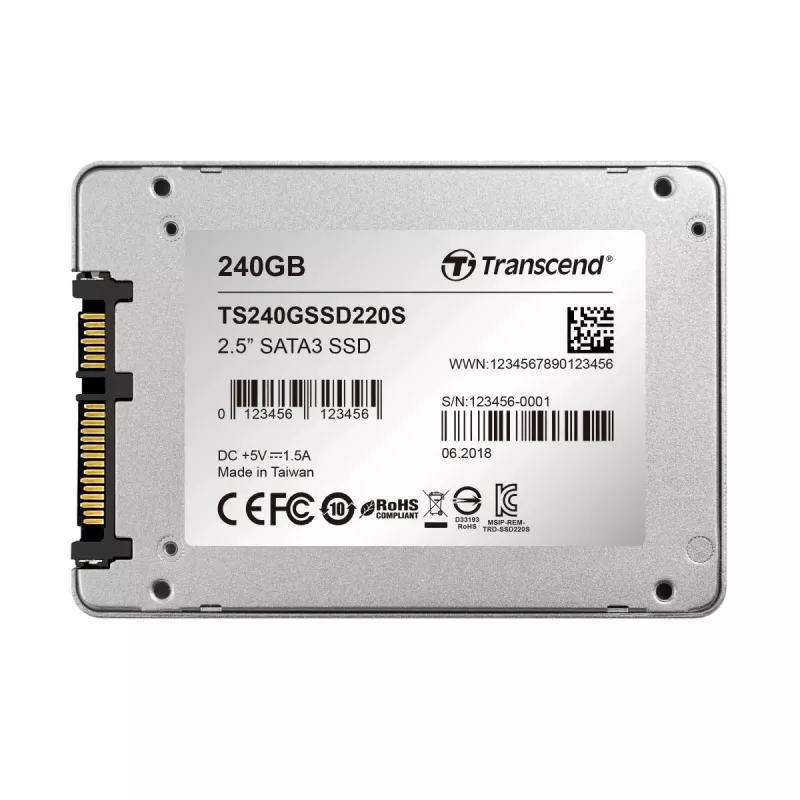TRANSCEND SSD 220s 240GB 2.5in SATA 6gb/s Tlc Aluminum Casing