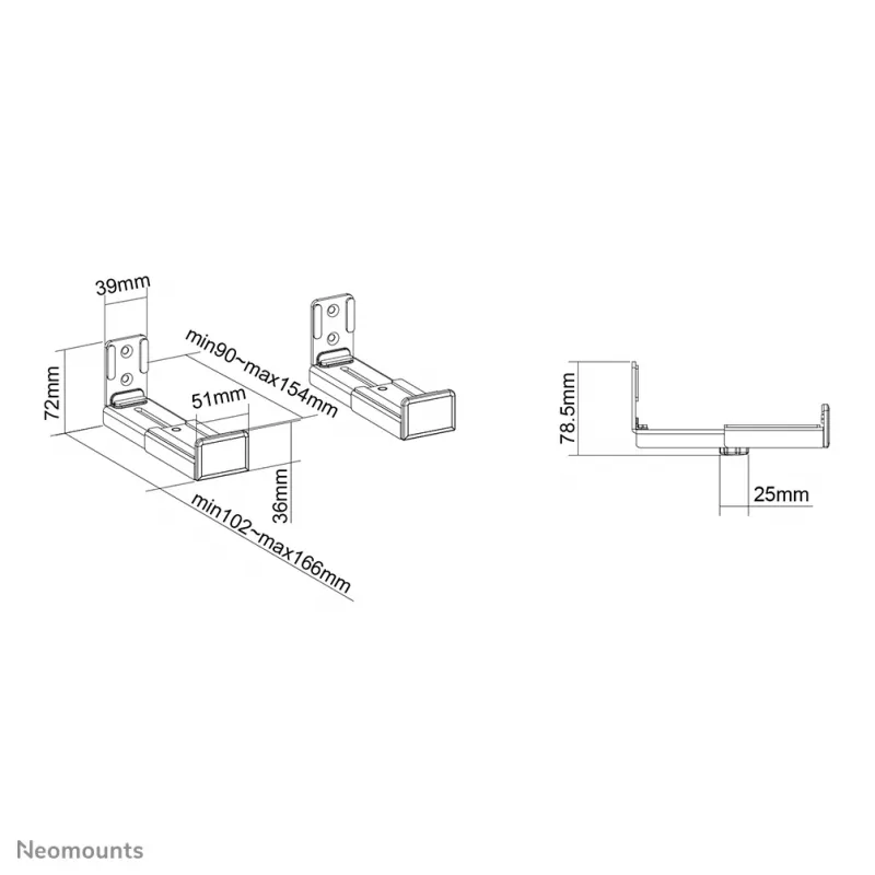 Neomounts AWL29-550BL1 Videobar/soundbar holder wall - max 15 kg - universal