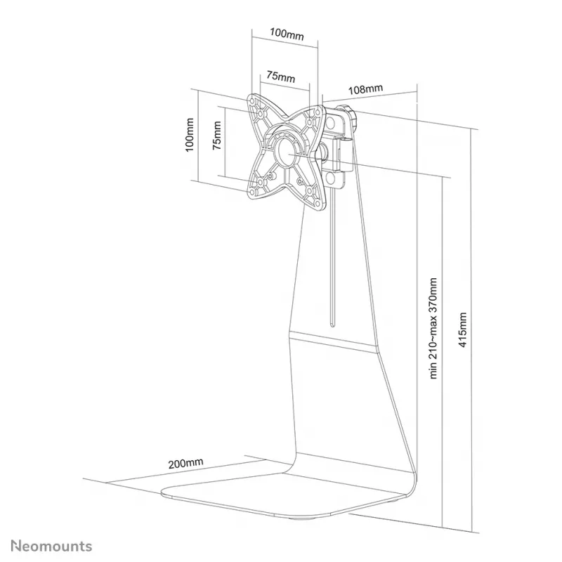 Neomounts FPMA-D850BLACK Monitor stand 10-27 inch, Freestanding, 10 kg, 25.4 cm (10 inch), 68.6 cm (27 inch), 100 x 100 mm, Black