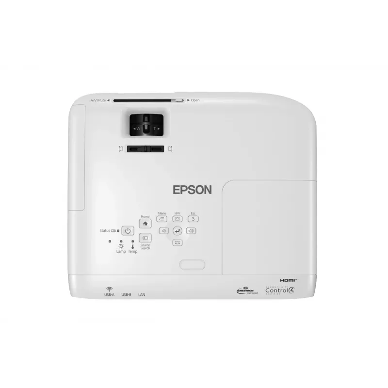 Desktop projector Epson EB-W49 — 3LCD, WXGA 1280×800, 3800 ANSI lm, 16:10, 1.2x manual zoom, 2.7 kg, white