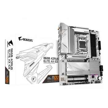 GIGABYTE B650 AORUS ELITE AX ICE Motherboard - Supports AMD Ryzen 9000 CPUs, 12+2+2 Phases Digital VRM, up to 8000MHz DDR5 (OC), 1xPCIe 5.0 + 2xPCIe 4.0 M.2, Wi-Fi 6E, 2.5GbE LAN, USB 3.2 Gen 2x2