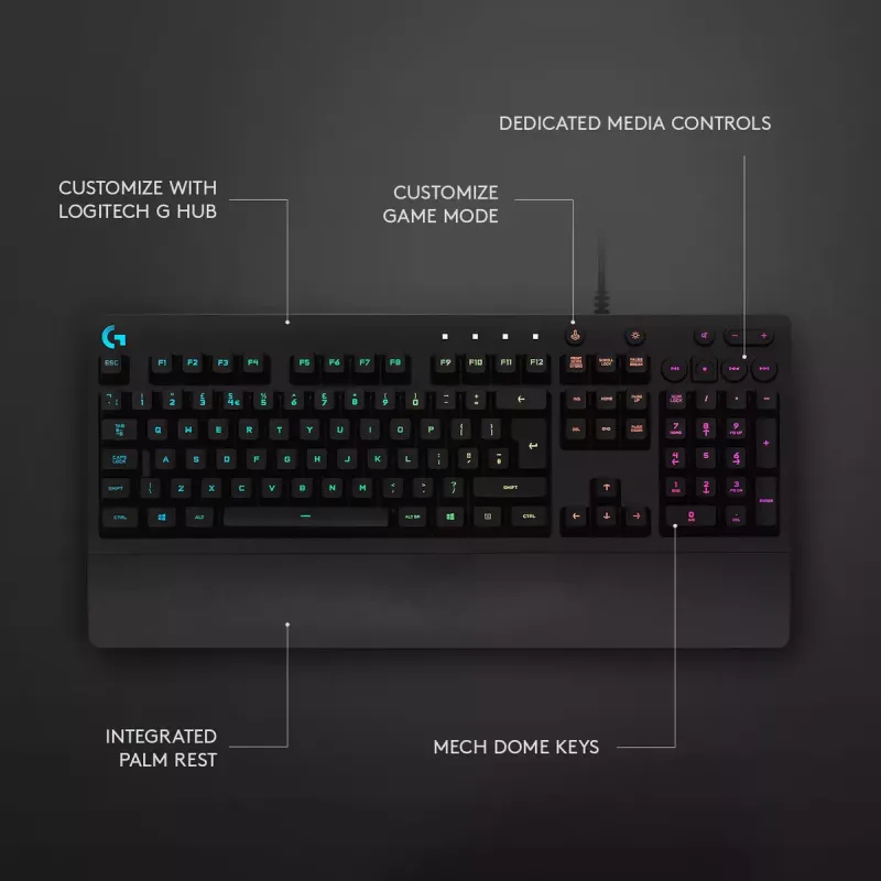 Gaming Keyboard Logitech G G213 Prodigy Full-size RGB LED Wired