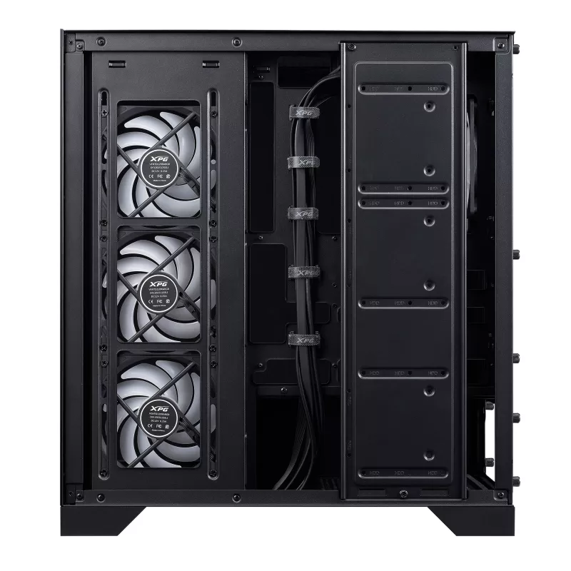 XPG INVADER X BTF MID-TOWER-CASE Black, Midi Tower, PC, Black, ATX, micro ATX, Mini-ATX, SPCC, Tempered glass, 17.5 cm