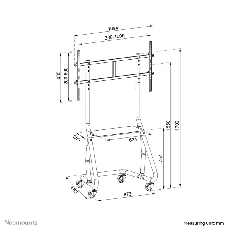 Neomounts NS-M3800BLACK TV trolley 60-100 inch