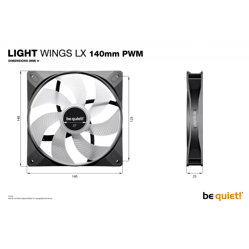 be quiet LIGHT WINGS LX 140mm PWM 3-Pack Black Computer case Fan 14 cm 3 pc(s)