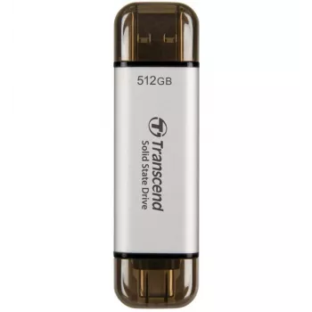 TRANSCEND Esd310c - 512GB Portable SSD - USB Type-a / USB Type-c - Silver