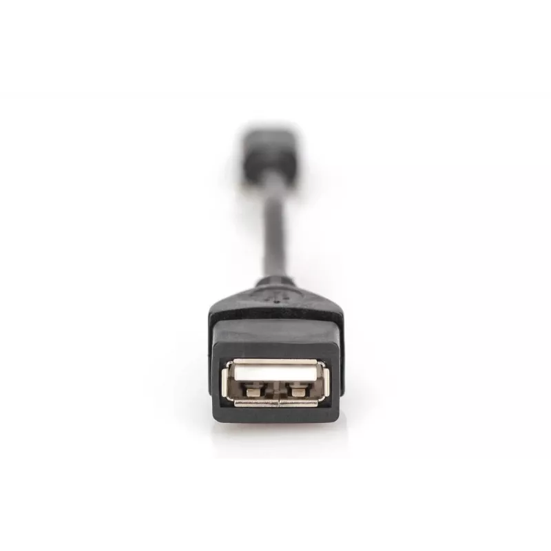 DIGITUS USB 2.0 adapter cable, OTG, type mini B - A M/F, 20cm USB 2.0 conform Black