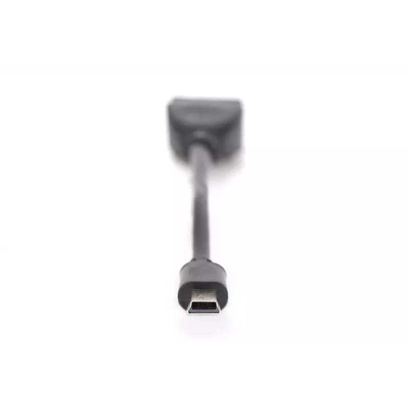 DIGITUS USB 2.0 adapter cable, OTG, type mini B - A M/F, 20cm USB 2.0 conform Black
