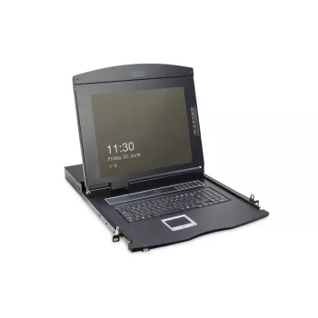 DIGITUS Modularized 43 2cm (17in) TFT console with 8 port KVM RAL 9005 black - Qwerty US