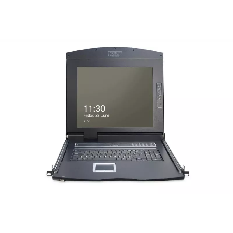 DIGITUS Modularized 43 2cm (17in) TFT console with 8 port KVM RAL 9005 black - Qwerty US