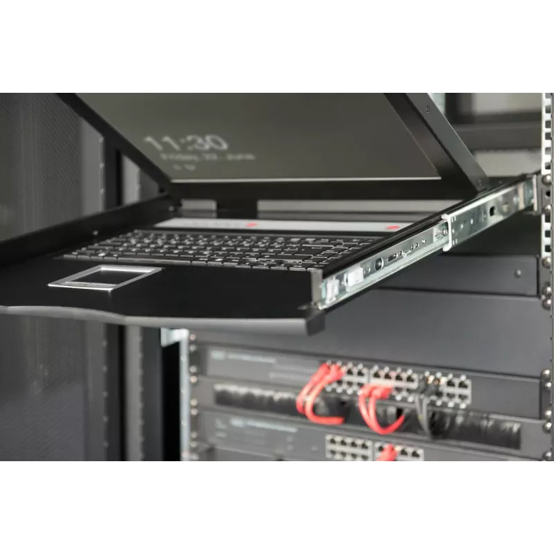 DIGITUS Modularized 43 2cm (17in) TFT console with 8 port KVM RAL 9005 black - Qwerty US