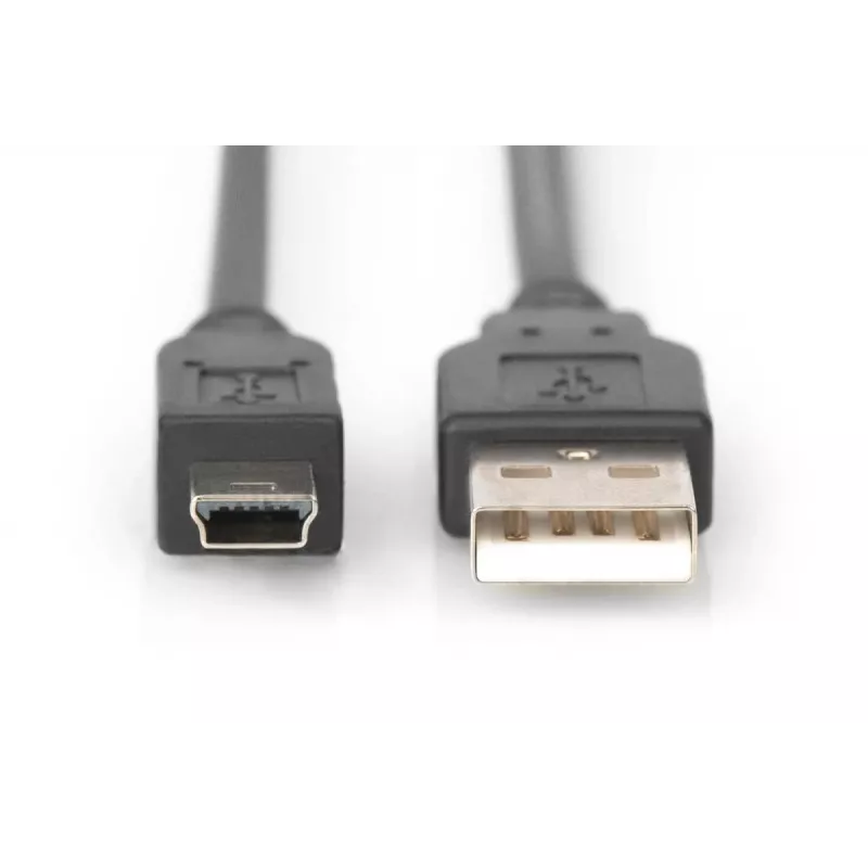 DIGITUS USB 2.0 connection cable, type A - mini B (5pin) M/M, 3m USB 2.0 conform Black