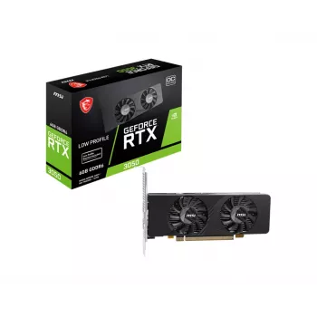 MSI graphics card GeForce RTX 3050 6 GB GDDR6, PCIe x8 4.0, 1492 MHz boost, 96-bit, 2x HDMI 2.1 + DP 1.4a, 70 W, 2-fan, FH/HL
