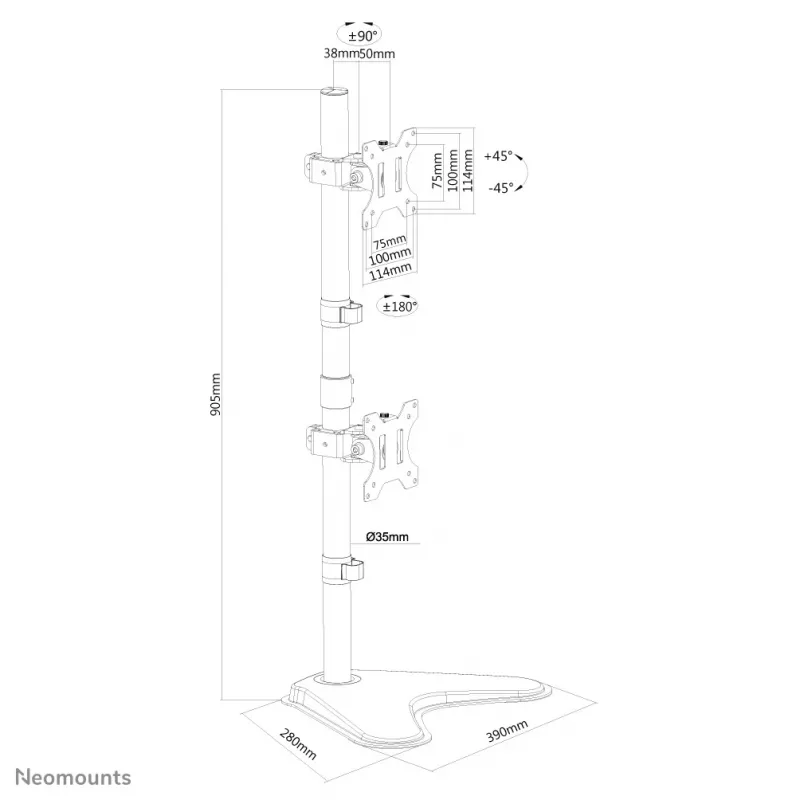 Neomounts FPMA-D550DDVBLACK Monitor stand 10-32 inch - vertical installation