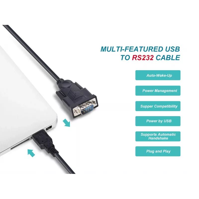 Equip USB-A to Serial (DB9) Cable, M/M 1.5m, Black, 1.5 m, USB Type-A, DB-9, Male, Male