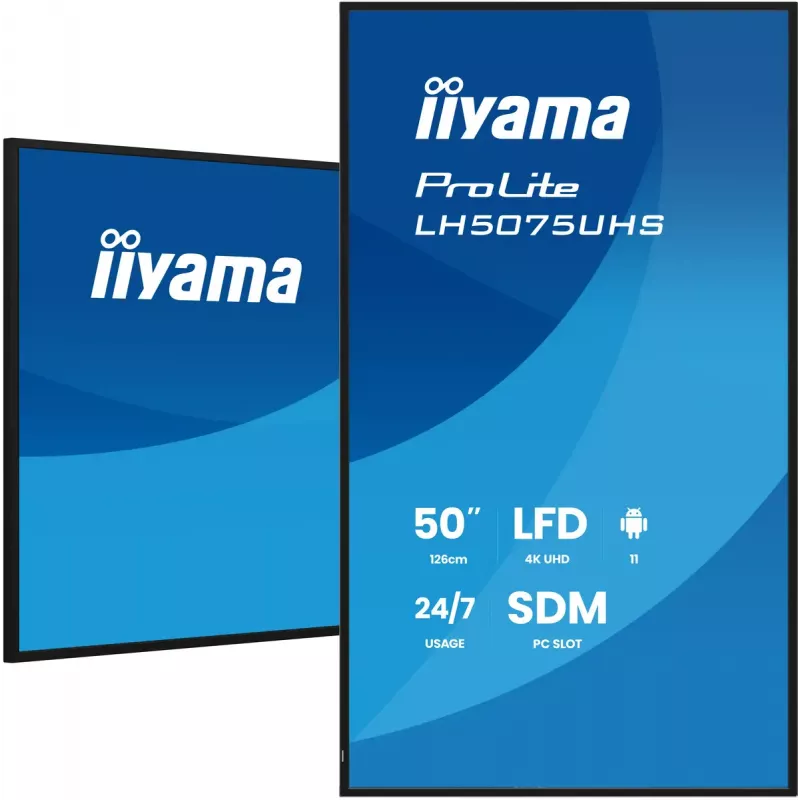 iiyama LH5075UHS-B2AG Signage Display Digital signage flat panel 125.7 cm (49.5 inch) LCD Wi-Fi 500 cd/m² 4K Ultra HD Black Built-in processor Android 24/7