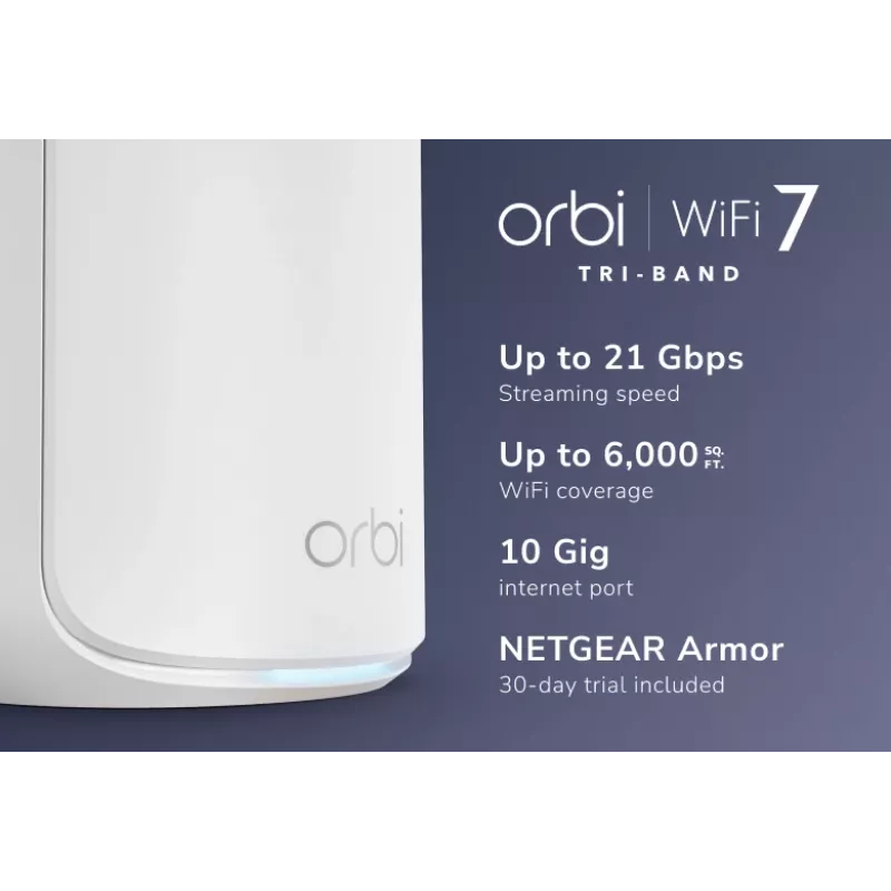 NETGEAR Orbi 870 Tri-band (2.4 GHz / 5 GHz / 6 GHz) Wi-Fi 7 (802.11be) White 4 Internal